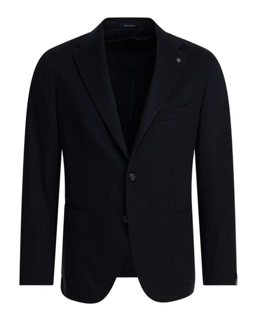 Tagliatore Blue Patch-Pocket Buttoned Blazer for men