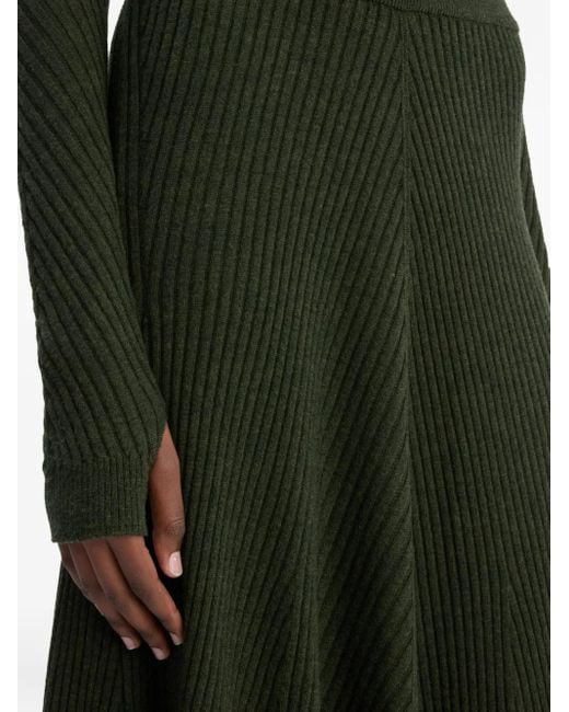 Victoria Beckham Green Midirock aus geripptem Strick