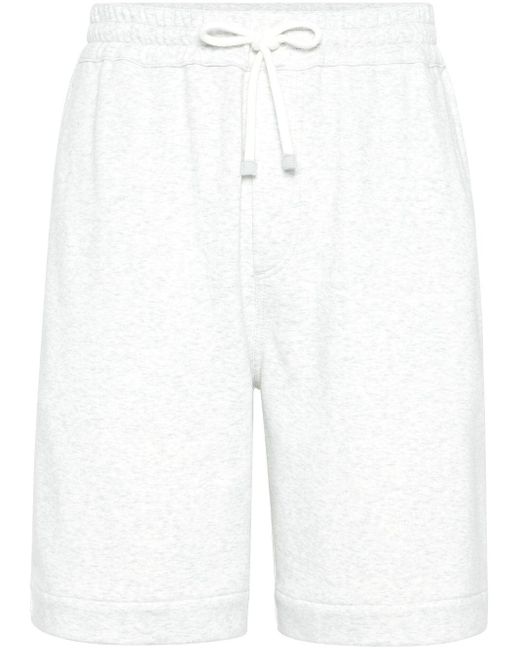 Brunello Cucinelli White Drawstring-waist Jersey Track Shorts for men