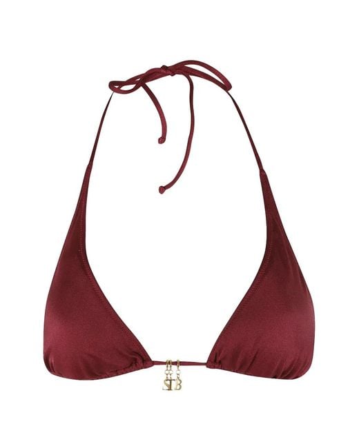 Mc2 Saint Barth Red Guiana Charm-Detail Bikini Top