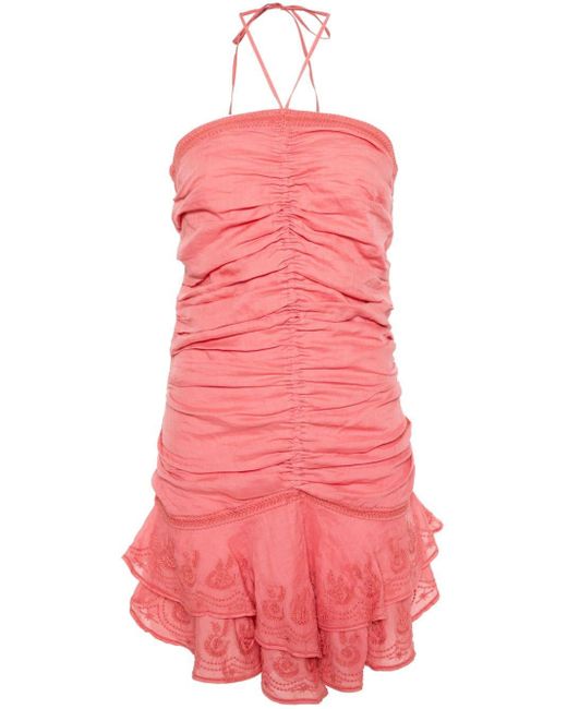 Isabel Marant Emanuela Mini-jurk Met Ruches in het Pink