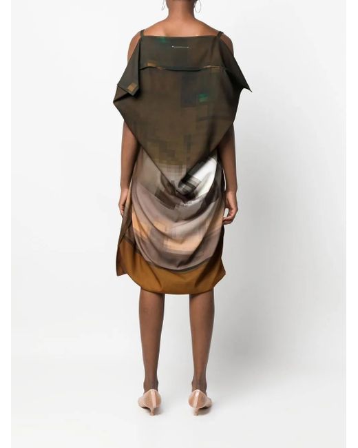 MM6 by Maison Margiela Brown Draped Sleeveless Dress