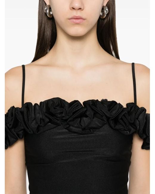 Coperni Black Asymmetric Hem Top With Off-Shoulder Design