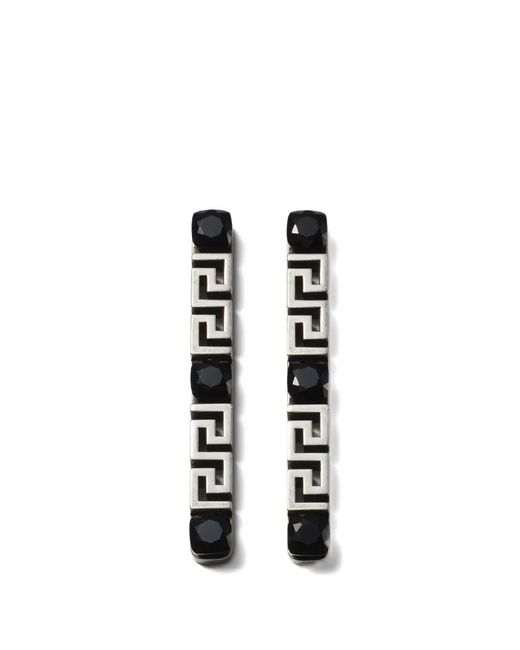Versace Black Greca Crystal-Embellished Earrings
