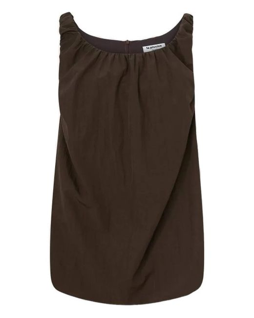 LA PISCINE Brown Gathered Mini Dress