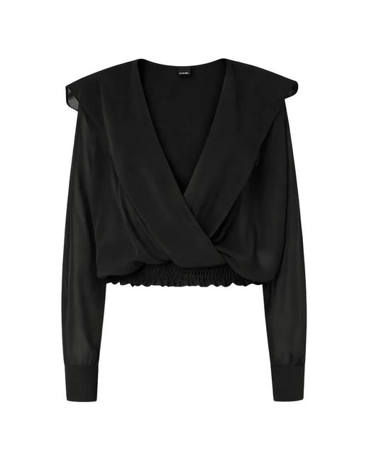 Pinko Black Hooded Cropped Blouse