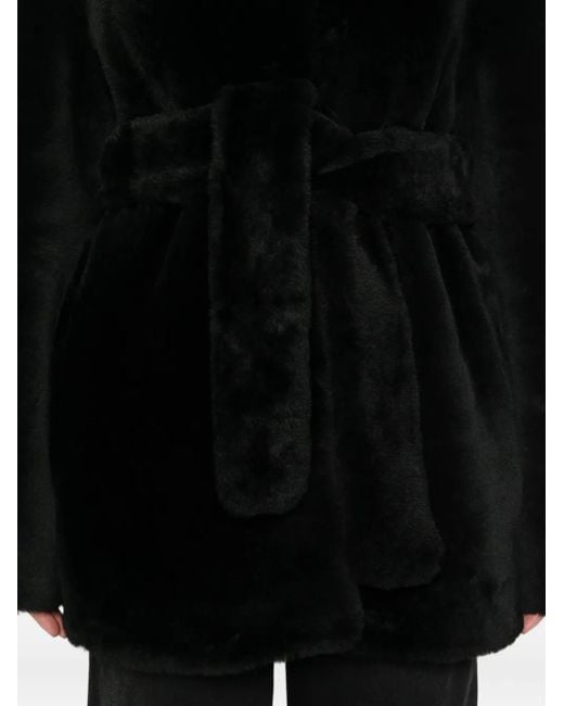 Totême Black Belted Shearling Jacket