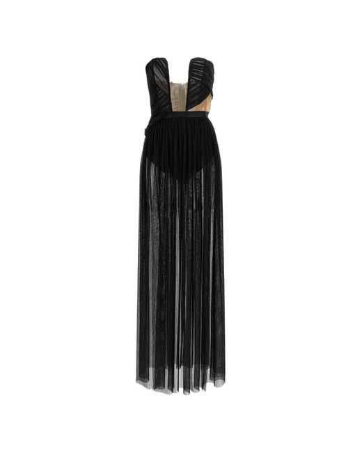 Nensi Dojaka Black Corsetto Draped Gown Maxi Dress