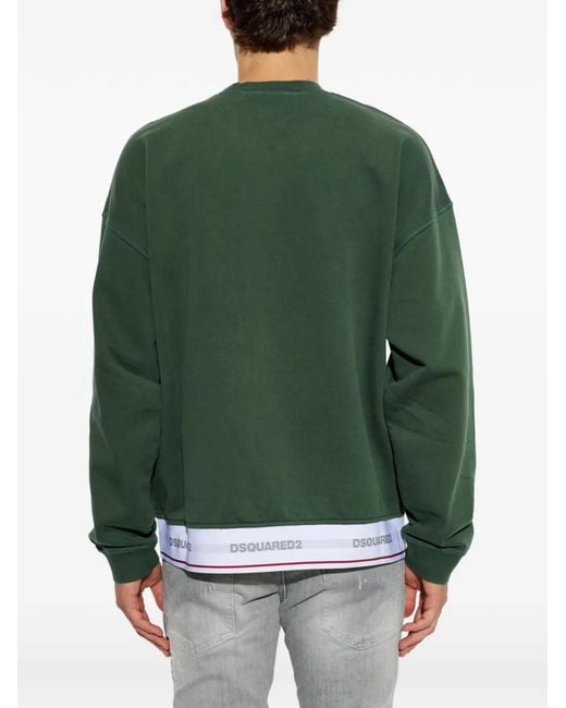 DSquared² Green Logo-Waistband Sweatshirt for men