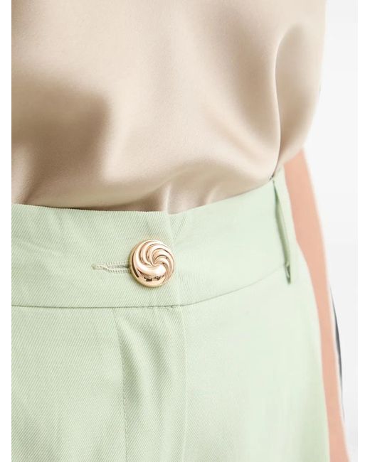 Morgan Green Button-Detail Trousers