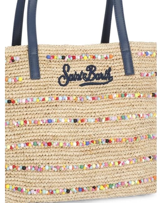 Mc2 Saint Barth Natural Medium City Bead-Embellished Tote Bag