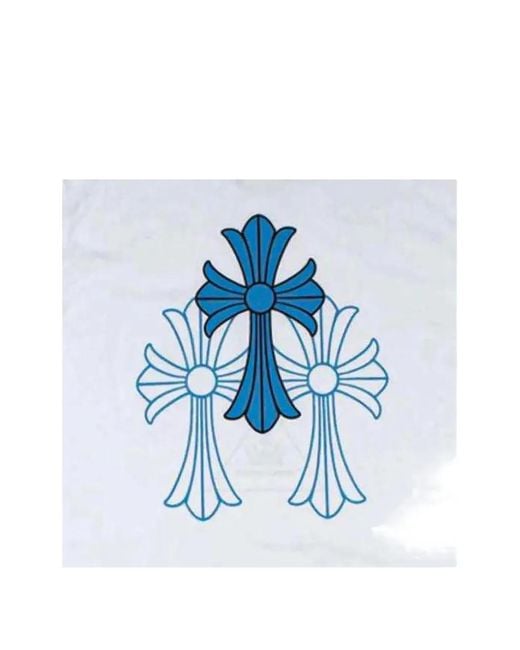 Chrome Hearts Blue Triple Cross Logo-Print T-Shirt for men