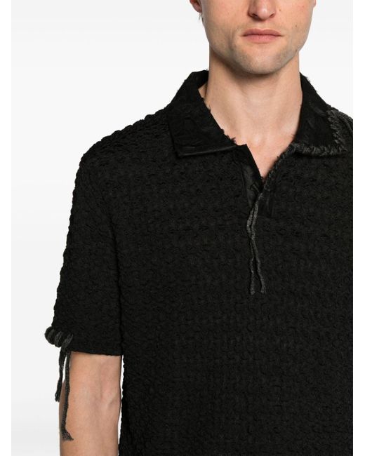 ANDERSSON BELL Black Bubble-knit Polo Shirt for men