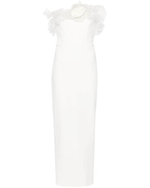 Robe longue à appliques fleurs Alessandra Rich en coloris White