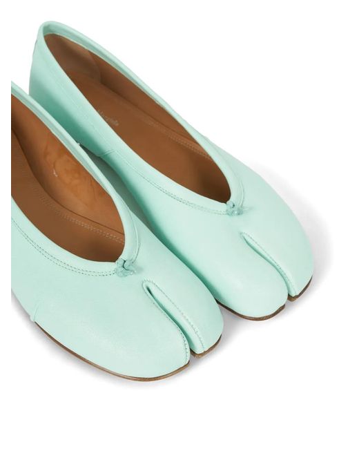 Maison Margiela Green Tabi Leather Ballet Flats