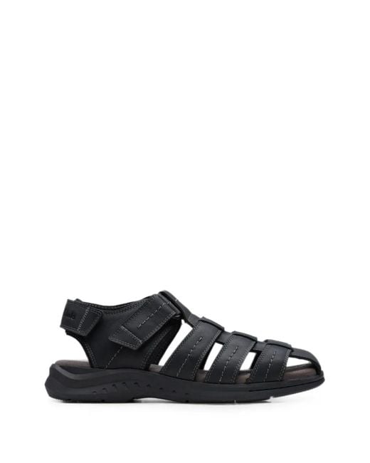 Clarks Black Walkford Touch-Strap Sandals for men