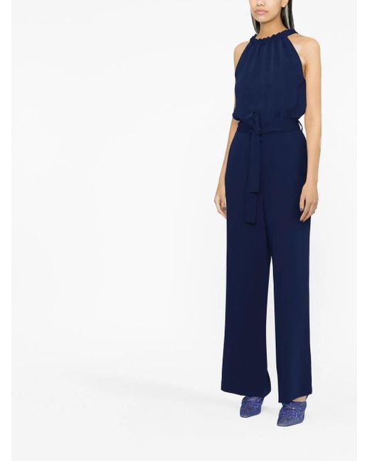 P.A.R.O.S.H. Blue Sleeveless Wide-Leg Jumpsuit