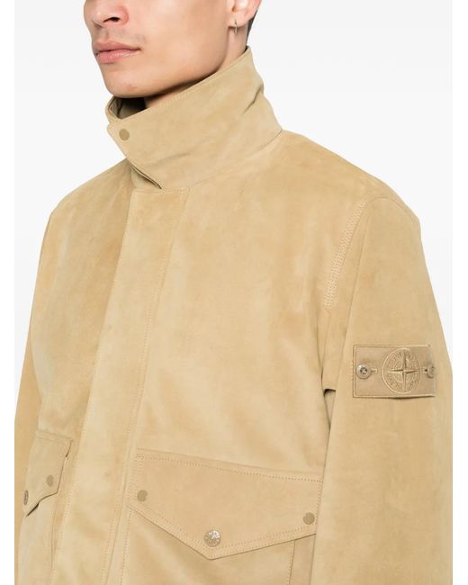 Stone Island Natural Compass Logo Suede Jacket for men