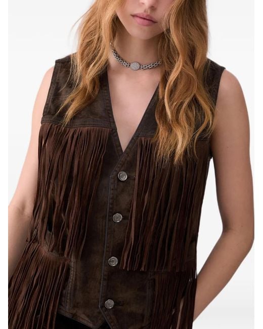 Liu Jo Brown Fringed Vest