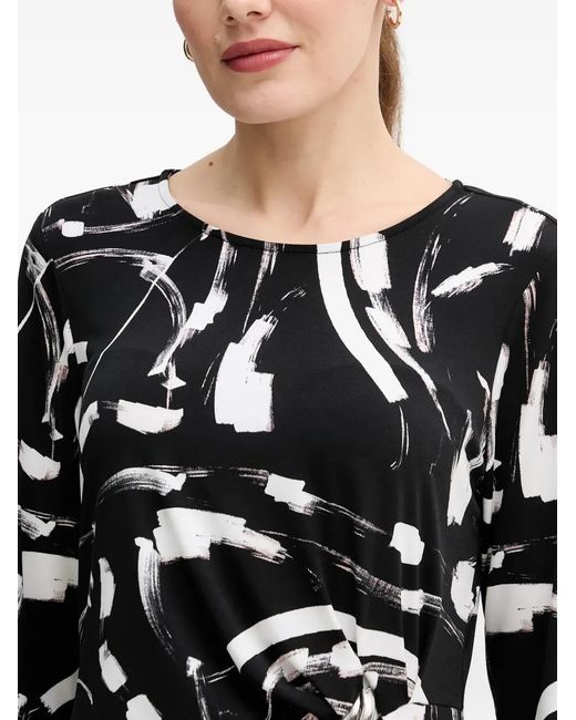 Joseph Ribkoff Black Graphic-Print Knot Top