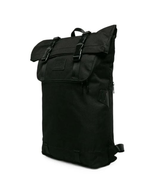 Doughnut Black Christopher Buckle-Fastening Logo-Patch Backpack for men