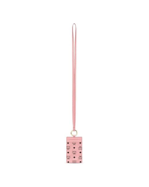 MCM Pink Visetos Lanyard Card Holder