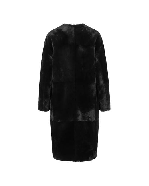 Blancha Black Shearling Panelled Coat