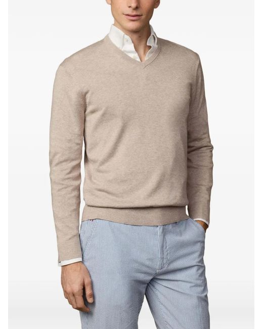 Hackett Blue Logo-Embroidered V-Neck Sweater for men
