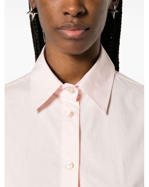 P.A.R.O.S.H. Pink Rear-tie Cotton Shirt