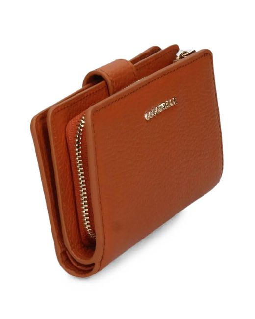 Coccinelle Brown Logo-Plaque Pebbled Wallet