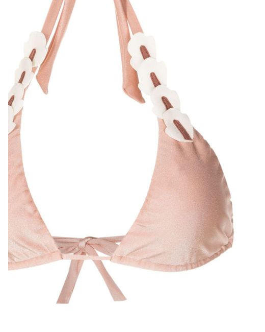 Adriana Degreas Pink Flower-detailing Triangle-shape Bikini