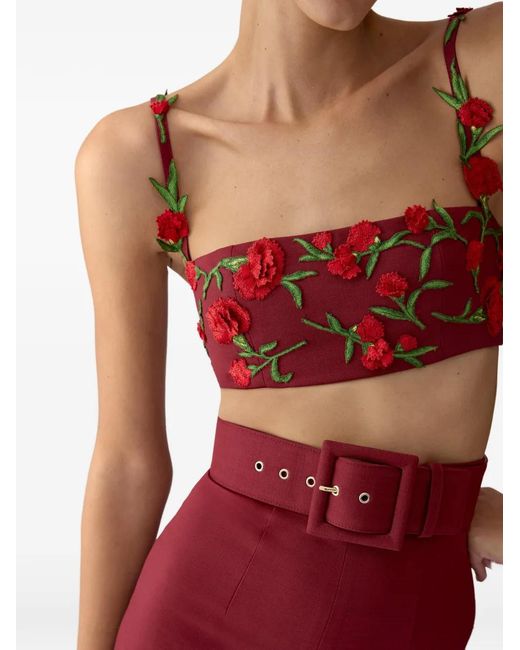 Carolina Herrera Floral-Embroidered Bandeau Top