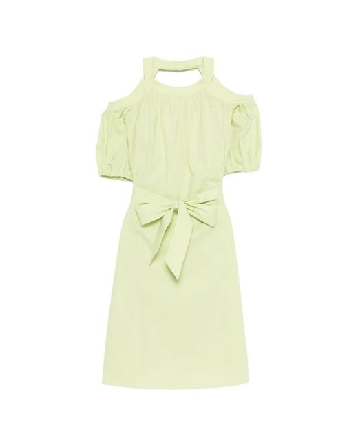 Vivetta Yellow Tie-Waist Cold-Shoulder Midi Dress
