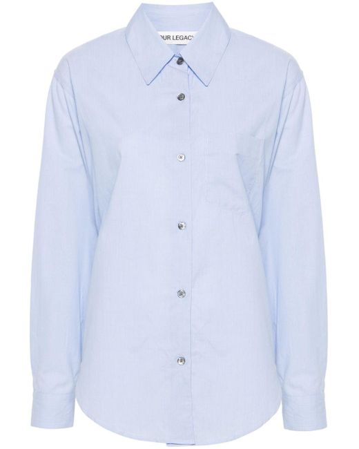 Our Legacy Blue Contrast Striped Cotton Shirt