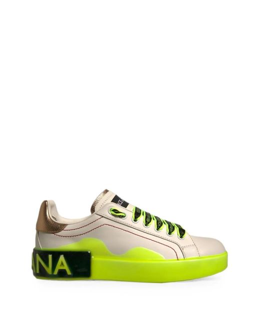 Dolce & Gabbana Green Portofino Leather Sneakers