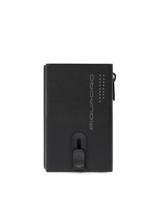 Piquadro Black Porte-Cartes En Cuir À Logo Imprimé for men