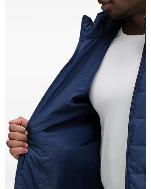 Adidas Blue Quilted Logo-Print Jacket for men