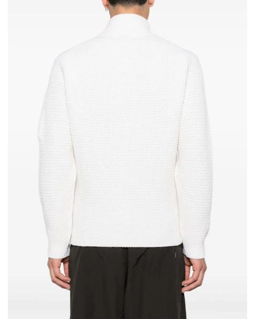 C P Company Waffelstrick-Cardigan mit Reißverschluss in White für Herren
