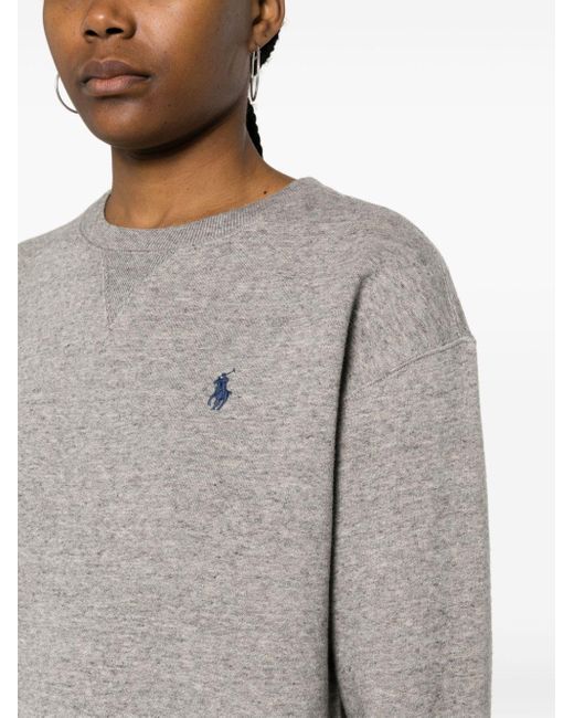 Polo Ralph Lauren Gray Embroidered-logo Sweatshirt
