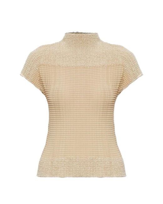 Issey Miyake Natural Pleated Short-Sleeve T-Shirt