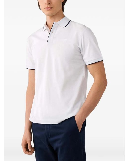 Hackett White Polo À Fente Latérale for men