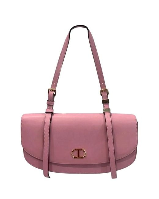 Twinset Pink Logo-Plaque Shoulder Bag