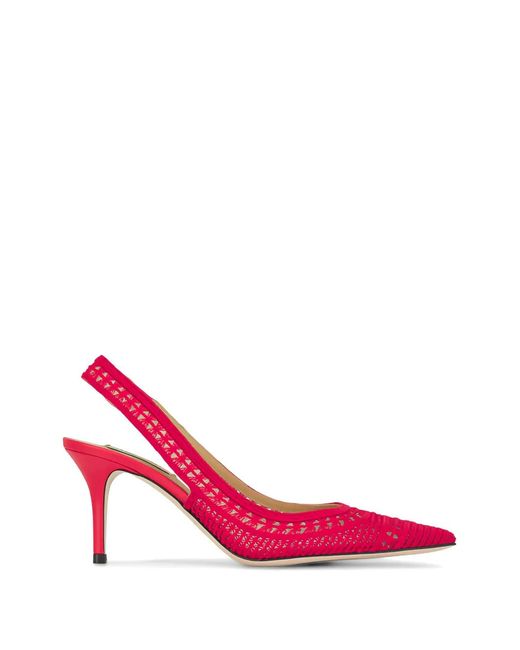 Arteana Pink Crochet-Knit Slingback Heeled Pumps