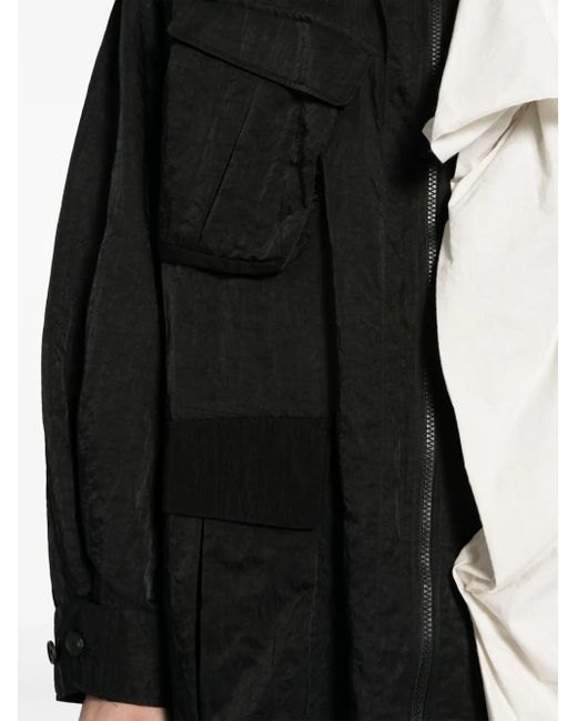 Yohji Yamamoto Black Asymmetric Hooded Jacket for men