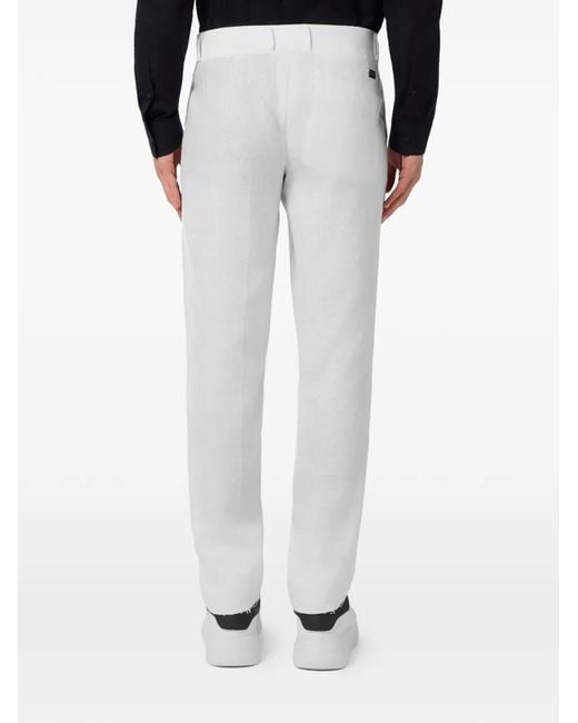 Philipp Plein White Linen Joy Fit Trousers for men