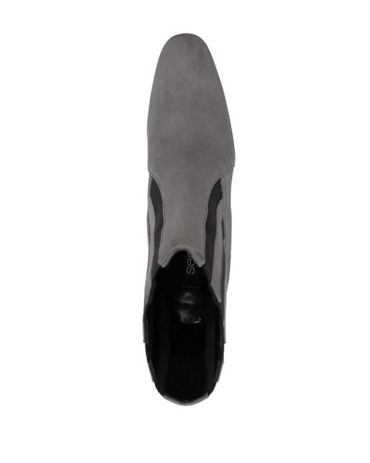 Sergio Rossi Gray Two-Tone Suede Ankle Boots