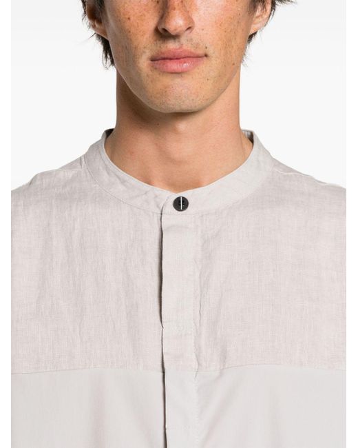 Thom Krom White Panelled Linen Shirt for men