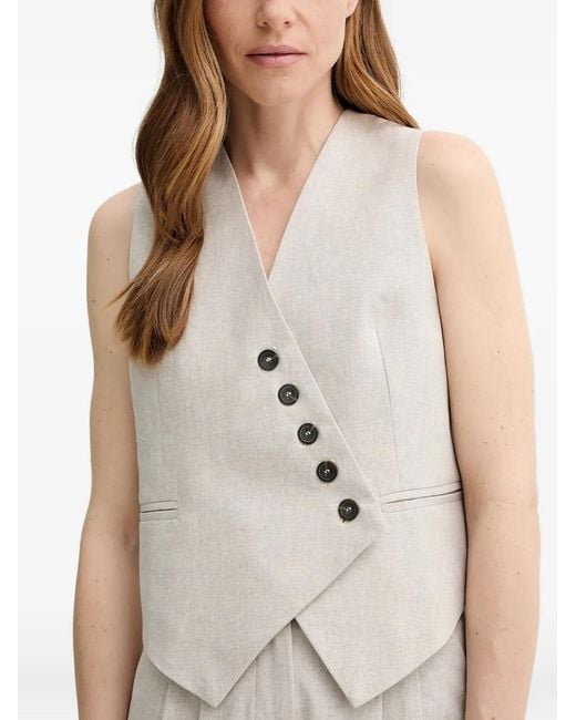 Alohas Natural Asymmetrical Button Top