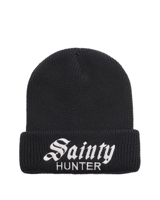 SAINT Mxxxxxx Black X X Bounty Hunter Logo-Embroidered Beanie Hat for men