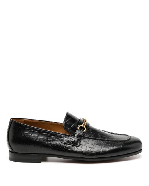 Tom Ford Black Crocodile-Embossed Leather Loafers for men